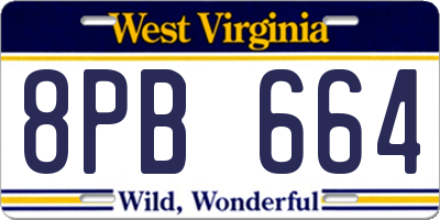 WV license plate 8PB664