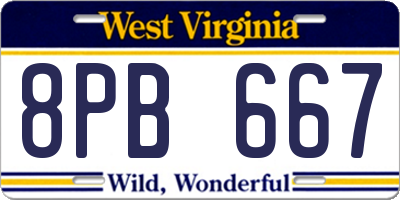 WV license plate 8PB667