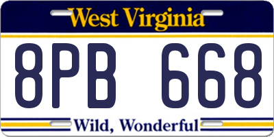 WV license plate 8PB668