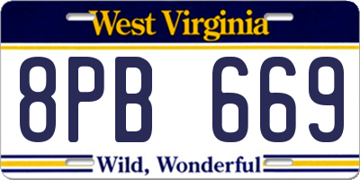 WV license plate 8PB669