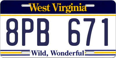 WV license plate 8PB671