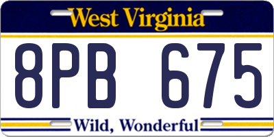 WV license plate 8PB675