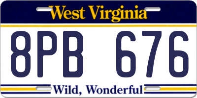 WV license plate 8PB676