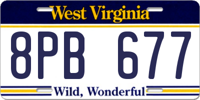 WV license plate 8PB677