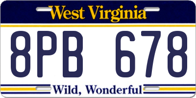 WV license plate 8PB678