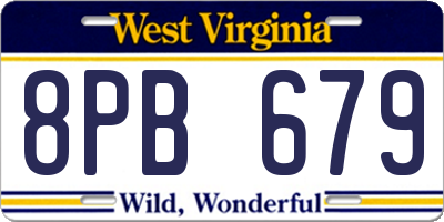 WV license plate 8PB679