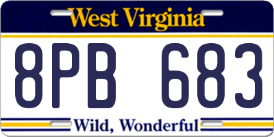 WV license plate 8PB683