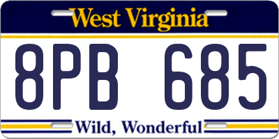 WV license plate 8PB685