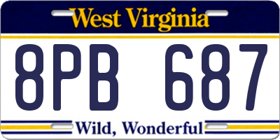WV license plate 8PB687