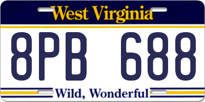 WV license plate 8PB688