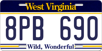 WV license plate 8PB690