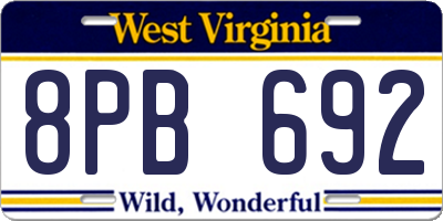 WV license plate 8PB692