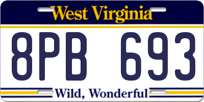 WV license plate 8PB693