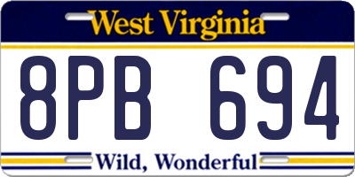 WV license plate 8PB694