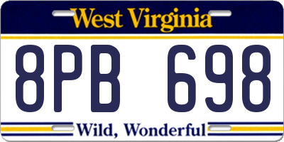WV license plate 8PB698