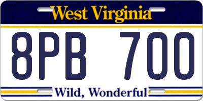 WV license plate 8PB700