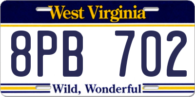 WV license plate 8PB702