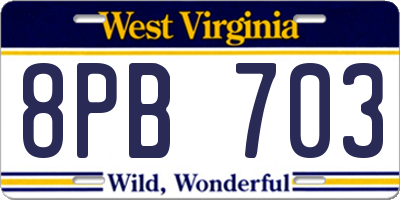 WV license plate 8PB703
