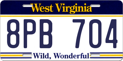 WV license plate 8PB704