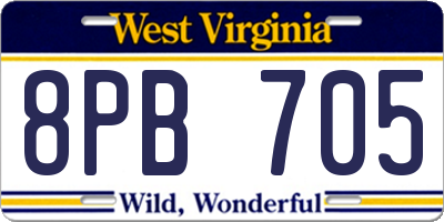 WV license plate 8PB705