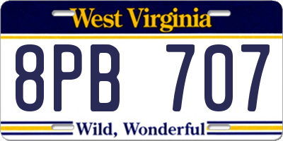 WV license plate 8PB707