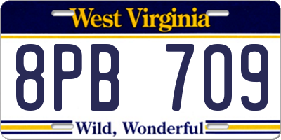 WV license plate 8PB709