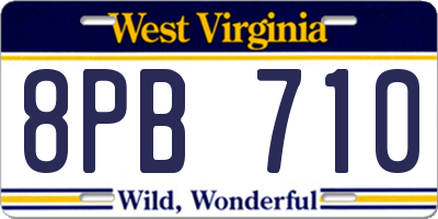 WV license plate 8PB710
