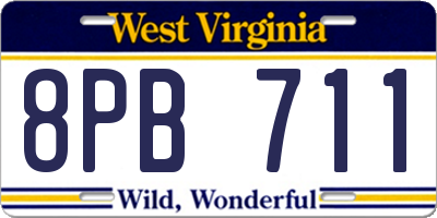 WV license plate 8PB711