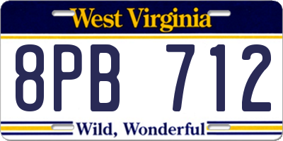 WV license plate 8PB712