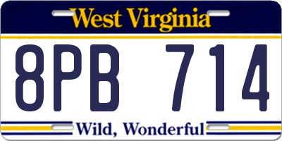 WV license plate 8PB714