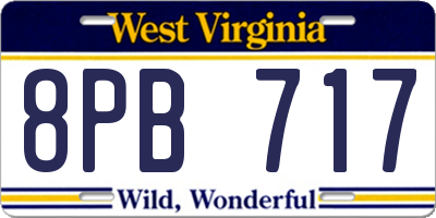 WV license plate 8PB717