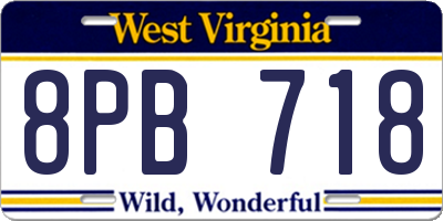WV license plate 8PB718