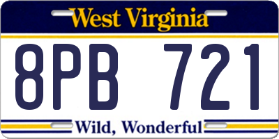 WV license plate 8PB721