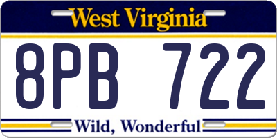 WV license plate 8PB722