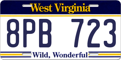 WV license plate 8PB723