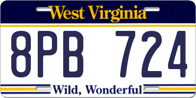 WV license plate 8PB724