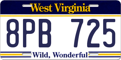 WV license plate 8PB725