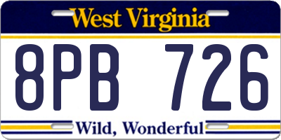 WV license plate 8PB726