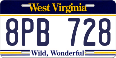 WV license plate 8PB728