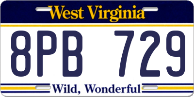 WV license plate 8PB729