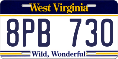 WV license plate 8PB730