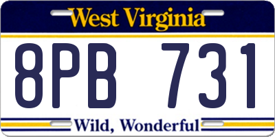 WV license plate 8PB731