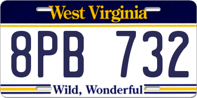 WV license plate 8PB732