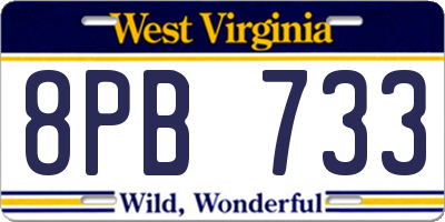 WV license plate 8PB733
