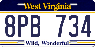 WV license plate 8PB734