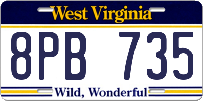 WV license plate 8PB735