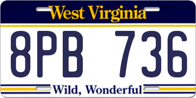 WV license plate 8PB736