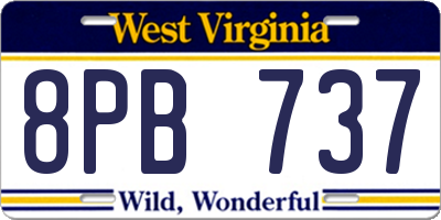 WV license plate 8PB737