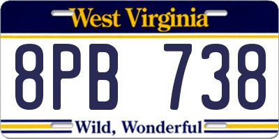WV license plate 8PB738