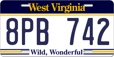WV license plate 8PB742